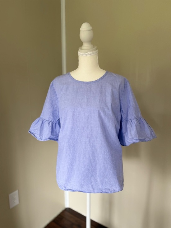 J. Crew Tops - J. Crew Lavender Button-back bell-sleeve top Ruffle Sleeve Blouse 100% cotton 16